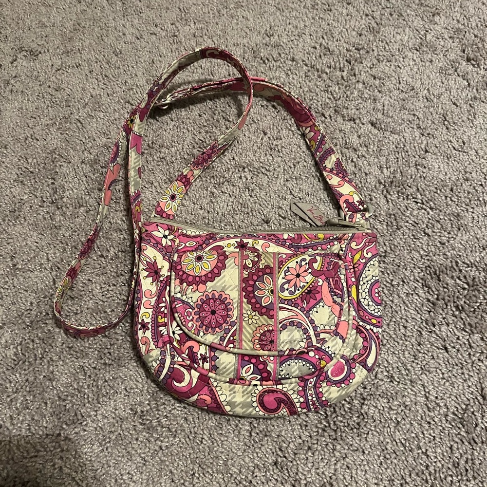 Vera Bradley Pink and Grey Paisley Crossbody
